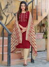 Red Colour Shivli 1 Designer Fancy Wear Kurti Bottom And Dupatta Ready Made Collection 1003